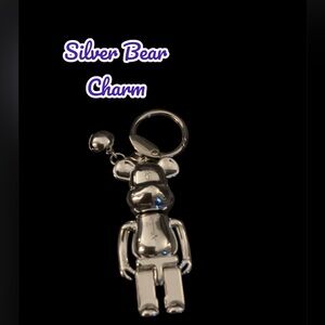 Silver Handbag Charm or Keychain Adorable 🥰 Bear 🐻
